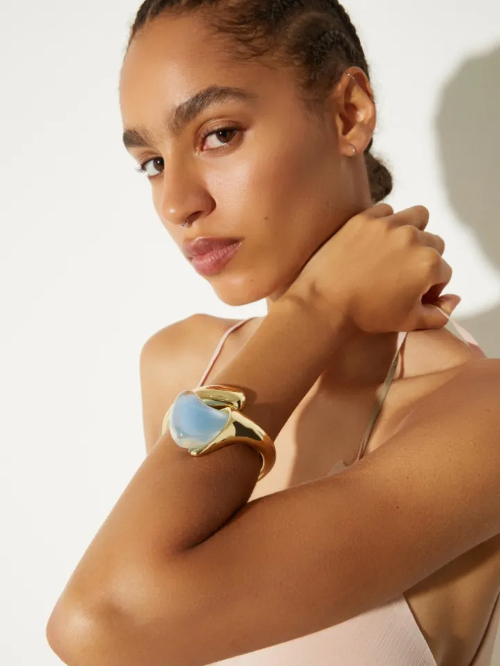 Metal and resin bracelet - sky-blue