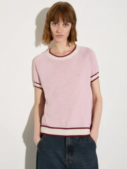 Mouliné-knit T-shirt - pink