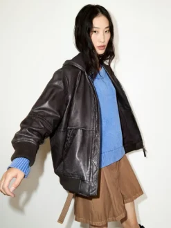 Nappa leather hoodie - brown