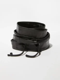 Nappa leather obi belt - black