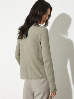 Open-knit ribbed T-shirt - sage