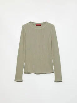 Open-knit ribbed T-shirt - sage