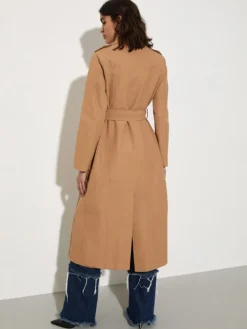 Ottoman midi trench coat - tobacco