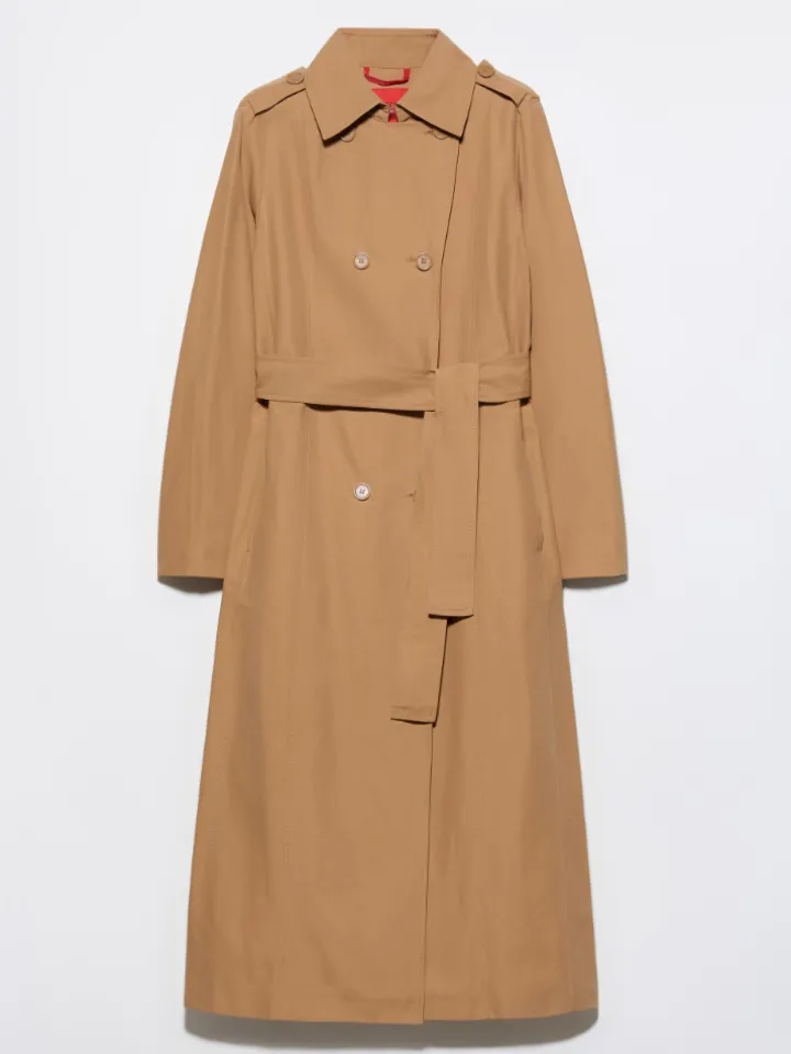 Ottoman midi trench coat - tobacco