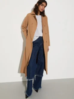 Ottoman midi trench coat - tobacco