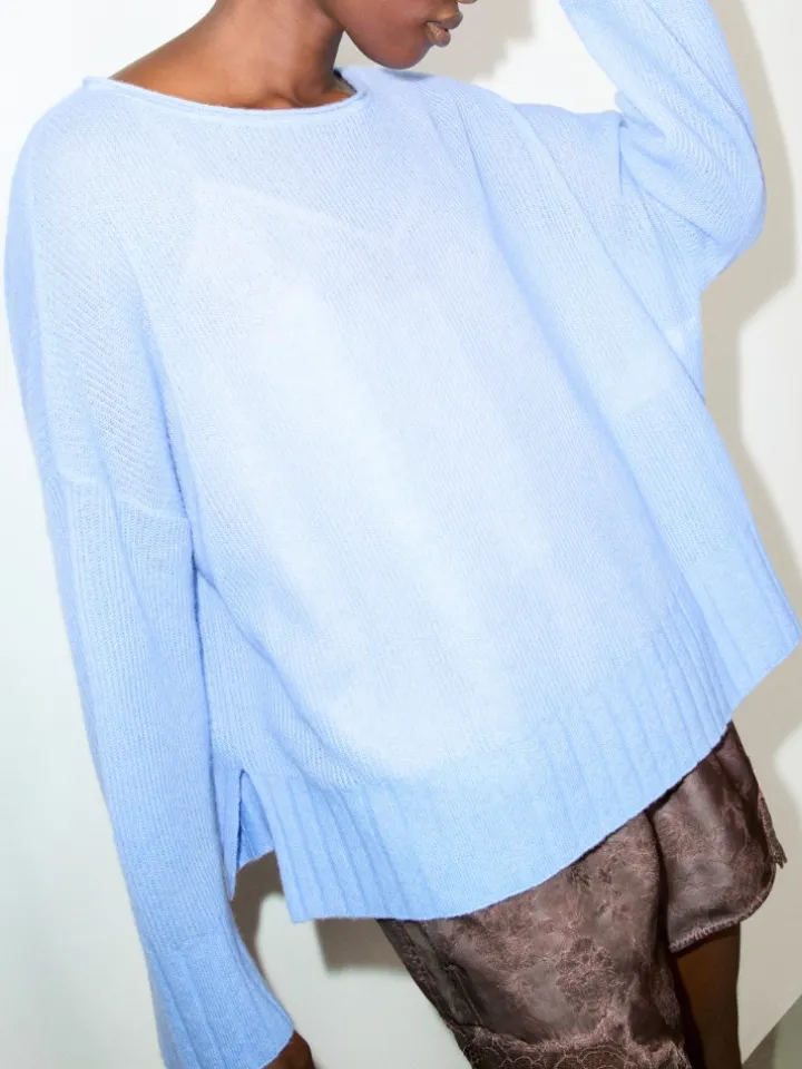 Oversized cashmere-blend jumper - sky blue