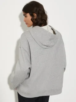 Oversized cotton-fleece hoodie - melange grey