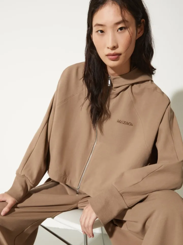 Oversized cropped sweatshirt - mud