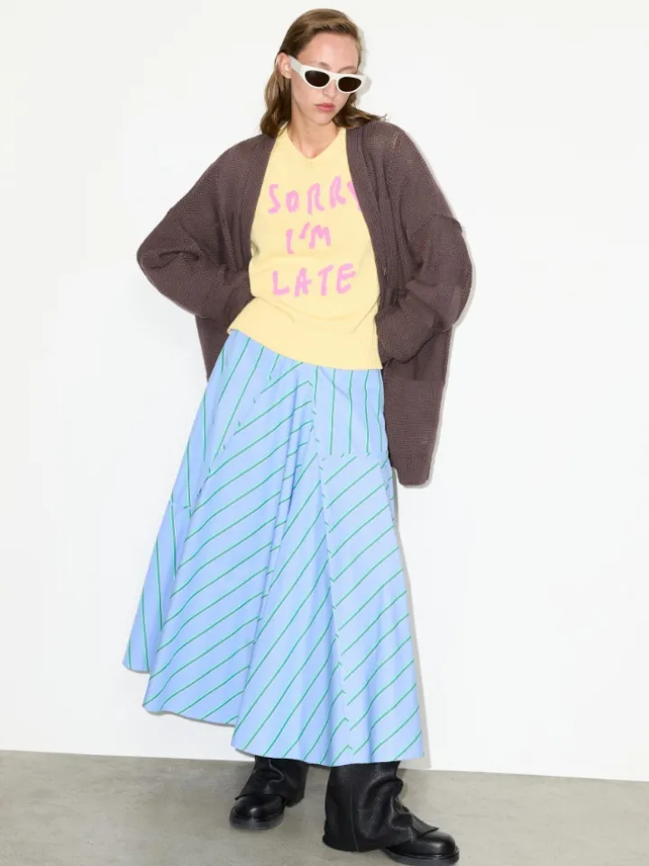 Oversized embroidered cardigan - coffee