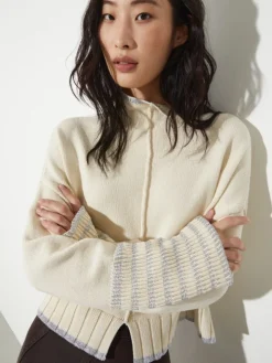 Oversized knitted jumper - milk