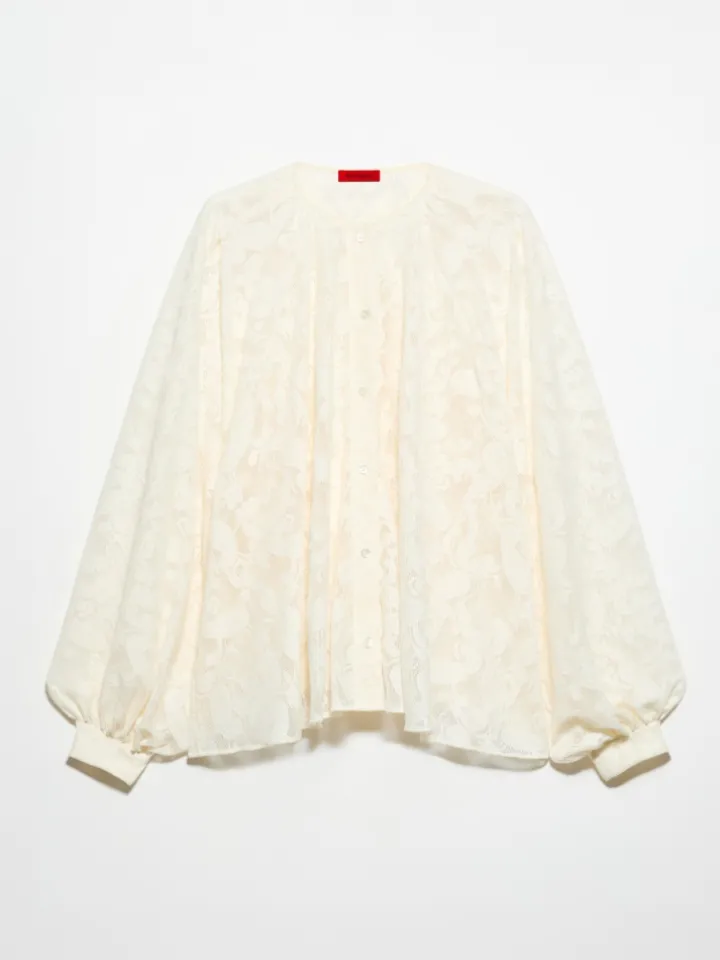 Oversized lacy jersey shirt - milk