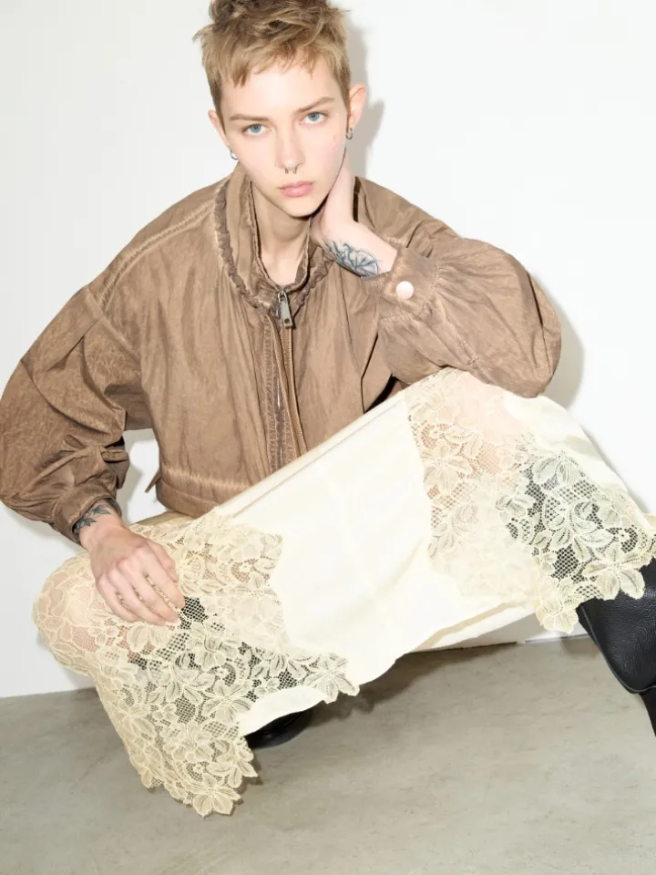 Oversized nylon bomber jacket - buck