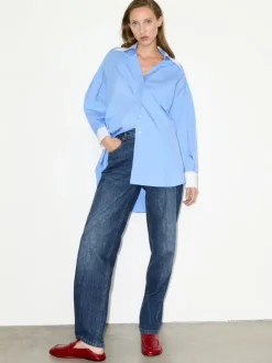Oversized poplin shirt - light blue
