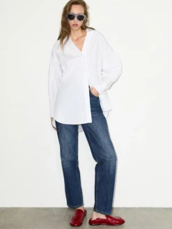 Oversized poplin shirt - optical white