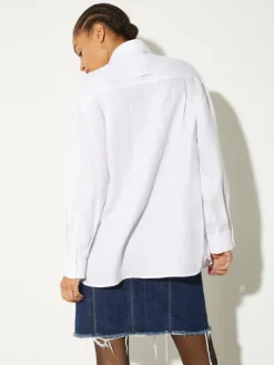 Oversized pure linen shirt - white