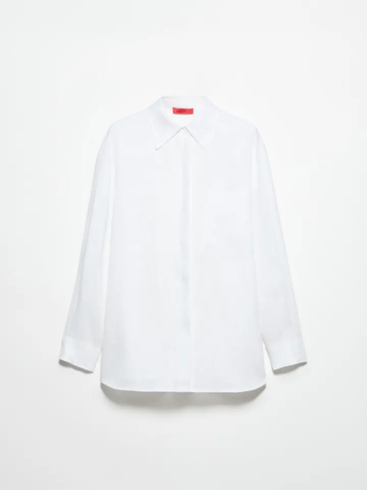 Oversized pure linen shirt - white