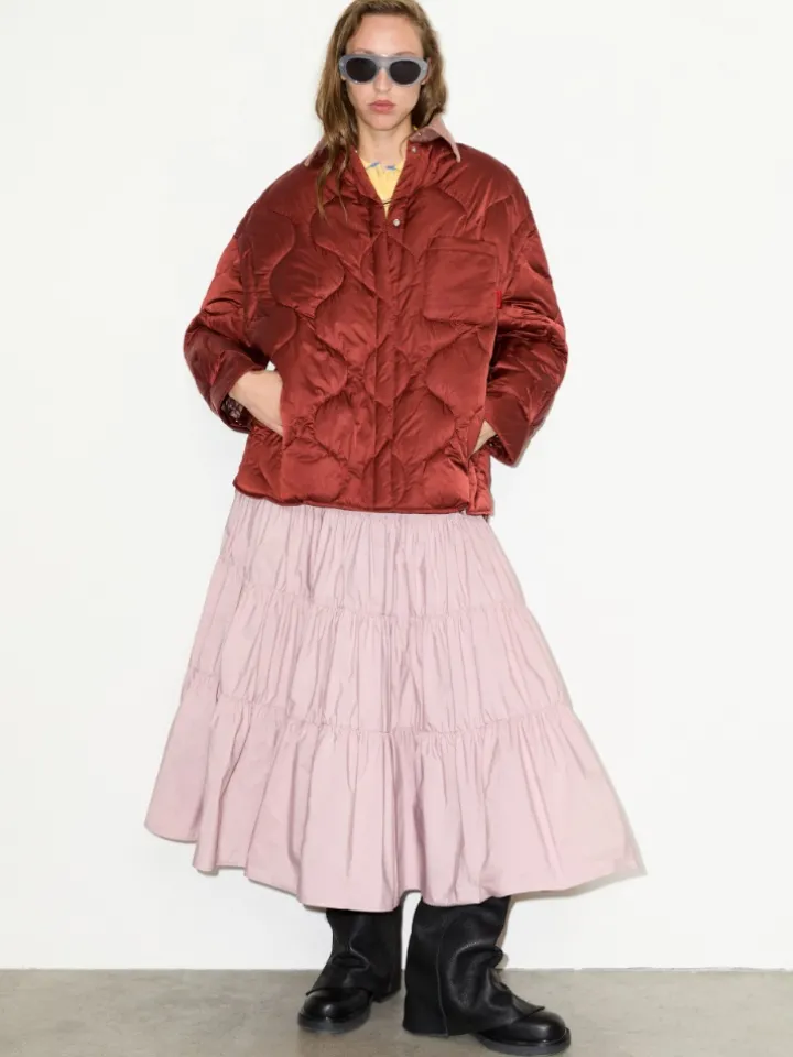 Padded shacket - dark red