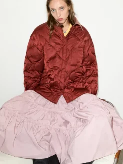 Padded shacket - dark red