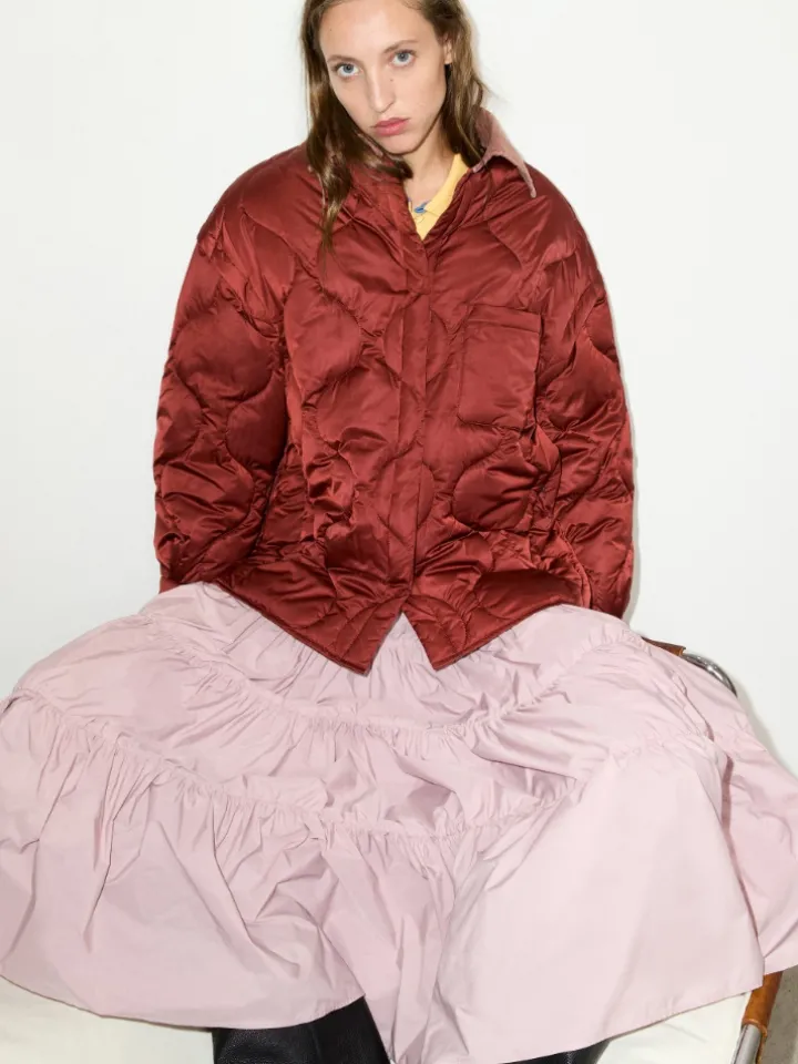 Padded shacket - dark red