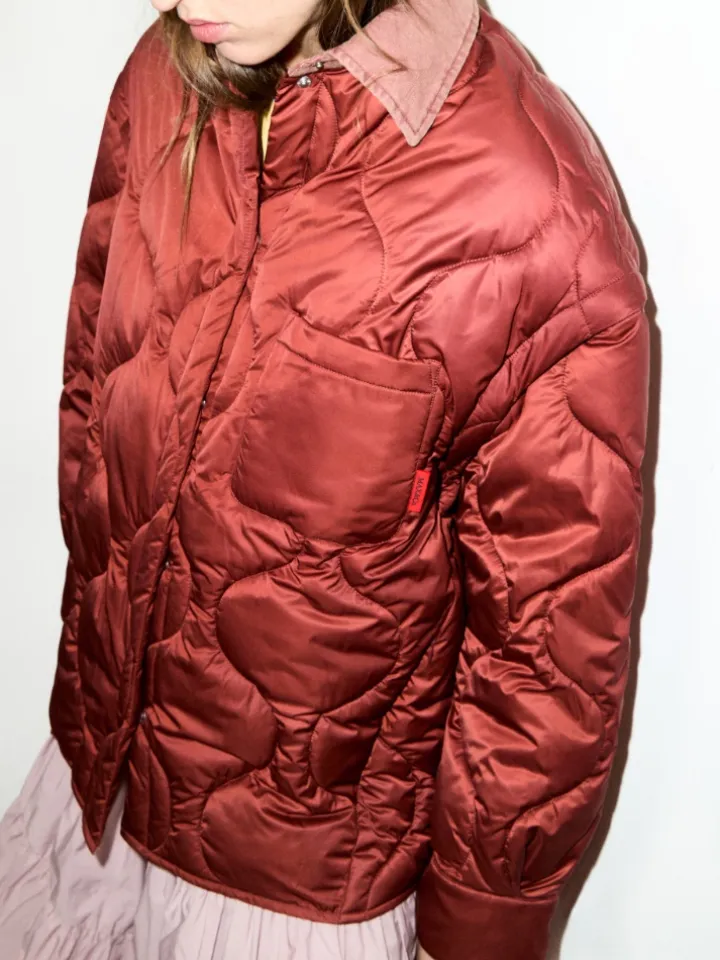 Padded shacket - dark red