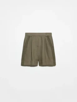 Passementerie linen shorts - kaki