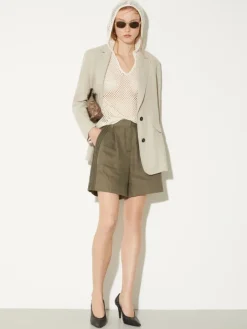 Passementerie linen shorts - kaki