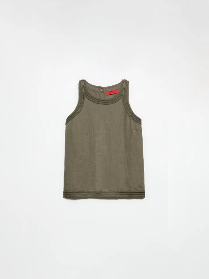 Passementerie linen top - kaki