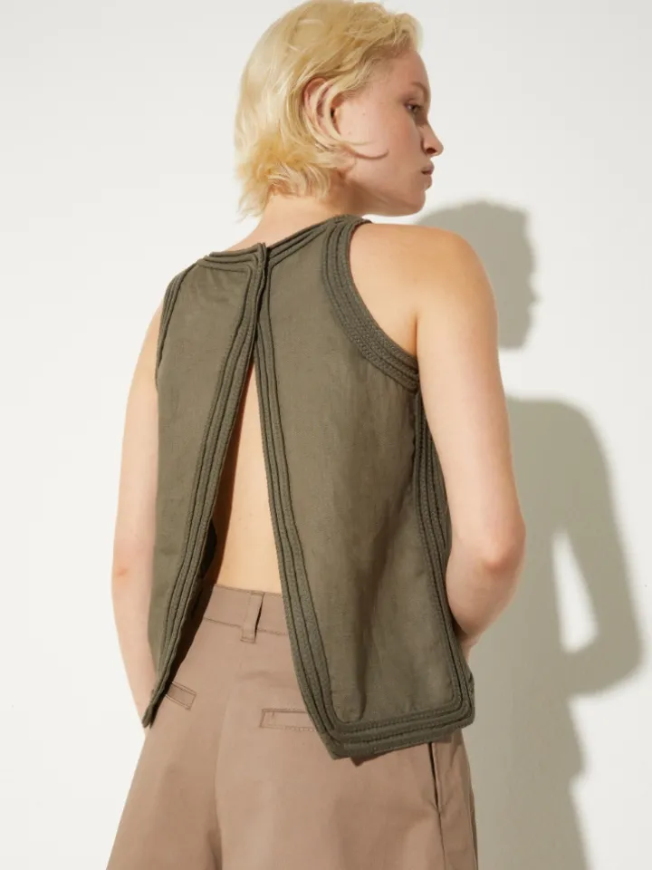 Passementerie linen top - kaki