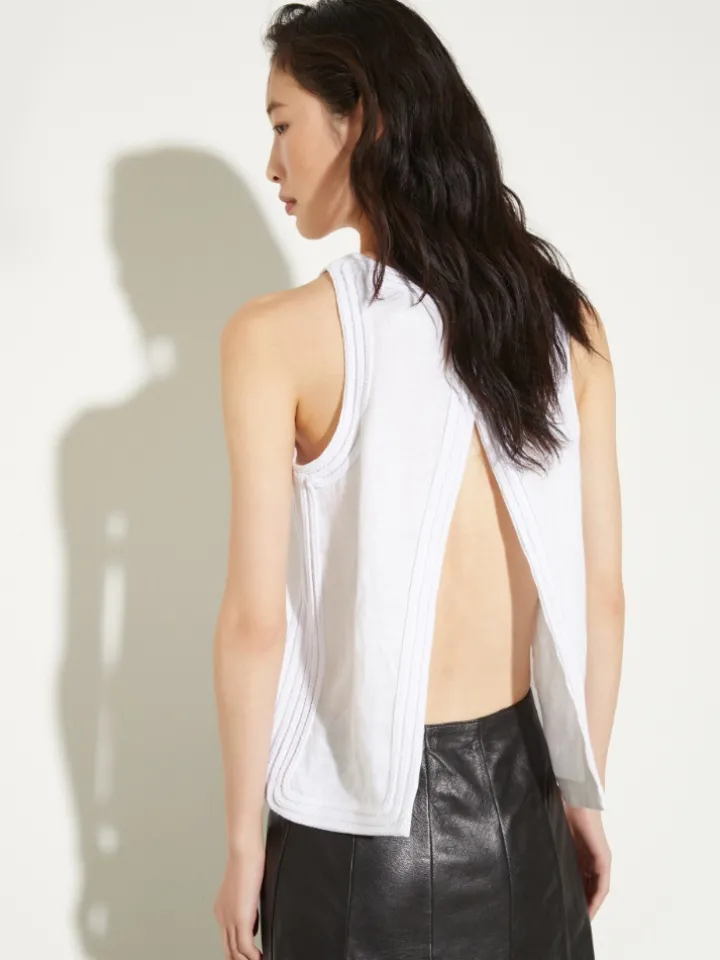 Passementerie linen top - white