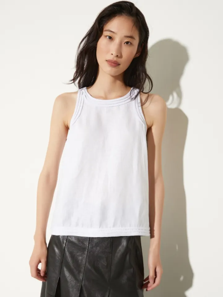 Passementerie linen top - white