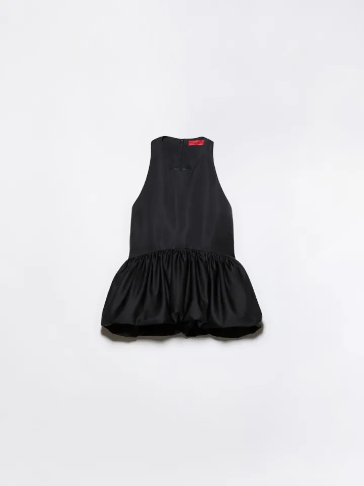 Peplum duchesse satin top - black