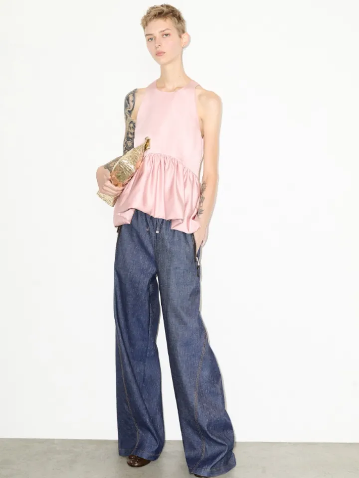 Peplum duchesse satin top - pink