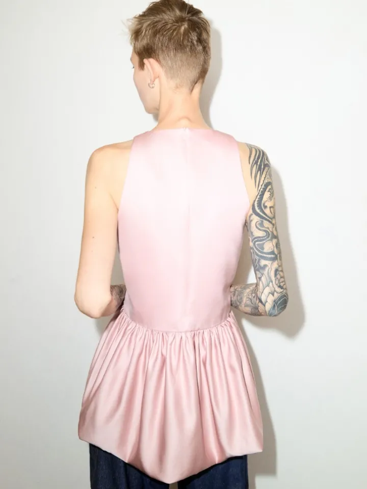 Peplum duchesse satin top - pink