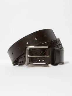 Perforated leather belt - chocolate