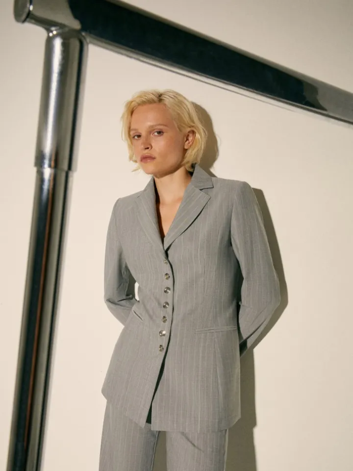 Pinstriped blazer Sami Miró &Co.llaboration - grey