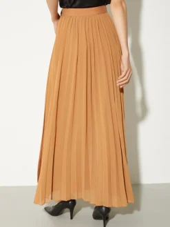Pleated georgette maxi skirt - amber