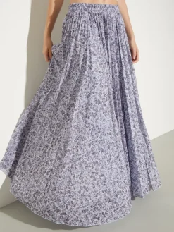 Pleated jersey circle skirt - aubergine