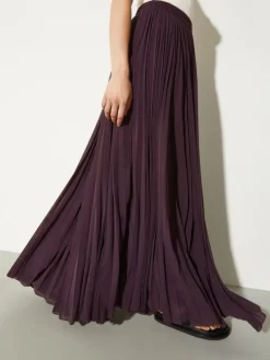 Pleated jersey circle skirt - aubergine