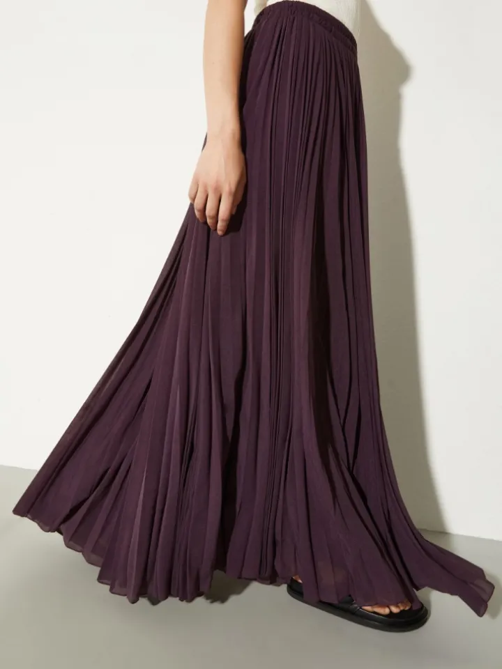 Pleated jersey circle skirt - aubergine