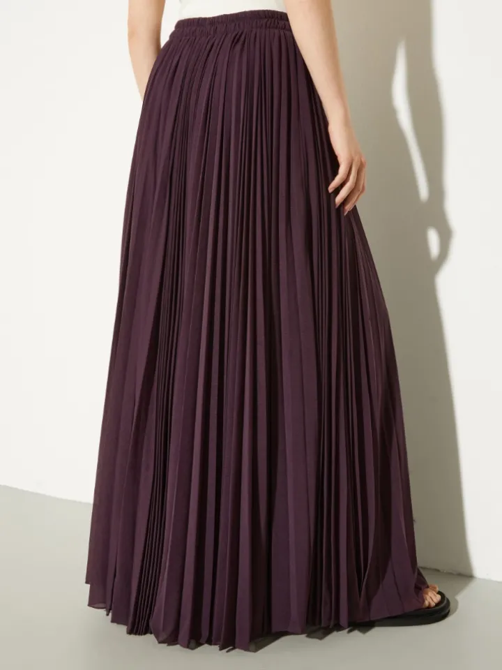 Pleated jersey circle skirt - aubergine