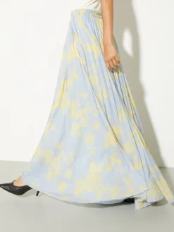 Pleated jersey circle skirt - dust blue
