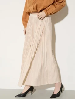 Pleated jersey skirt - powder