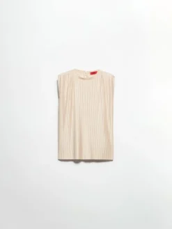 Pleated jersey top - powder