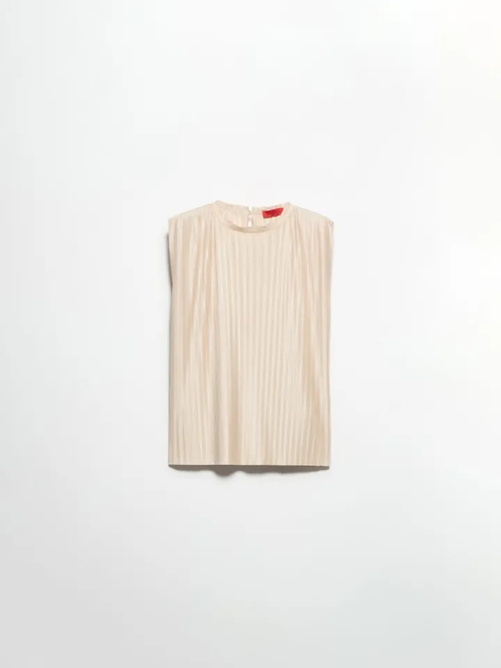 Pleated jersey top - powder