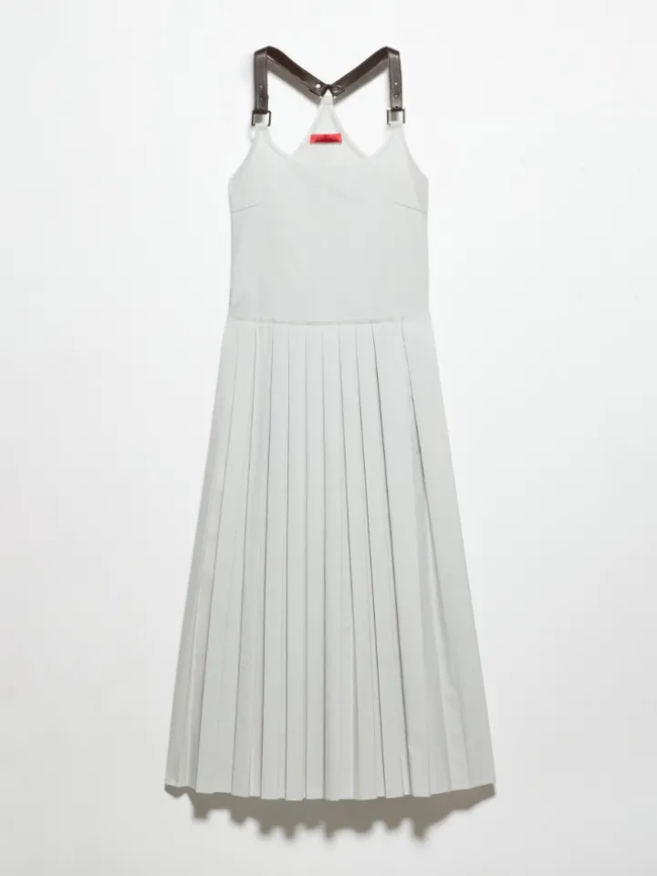 Pleated poplin midi dress - ice