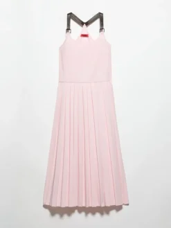 Pleated poplin midi dress - pink