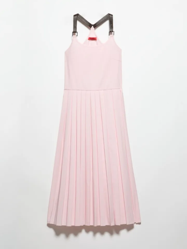 Pleated poplin midi dress - pink