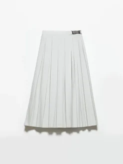 Pleated poplin midi skirt - ice