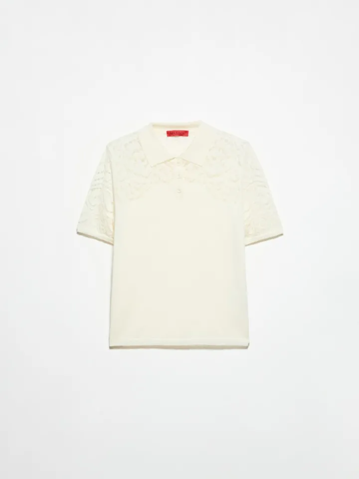 Pointelle-knit cotton polo shirt - milk