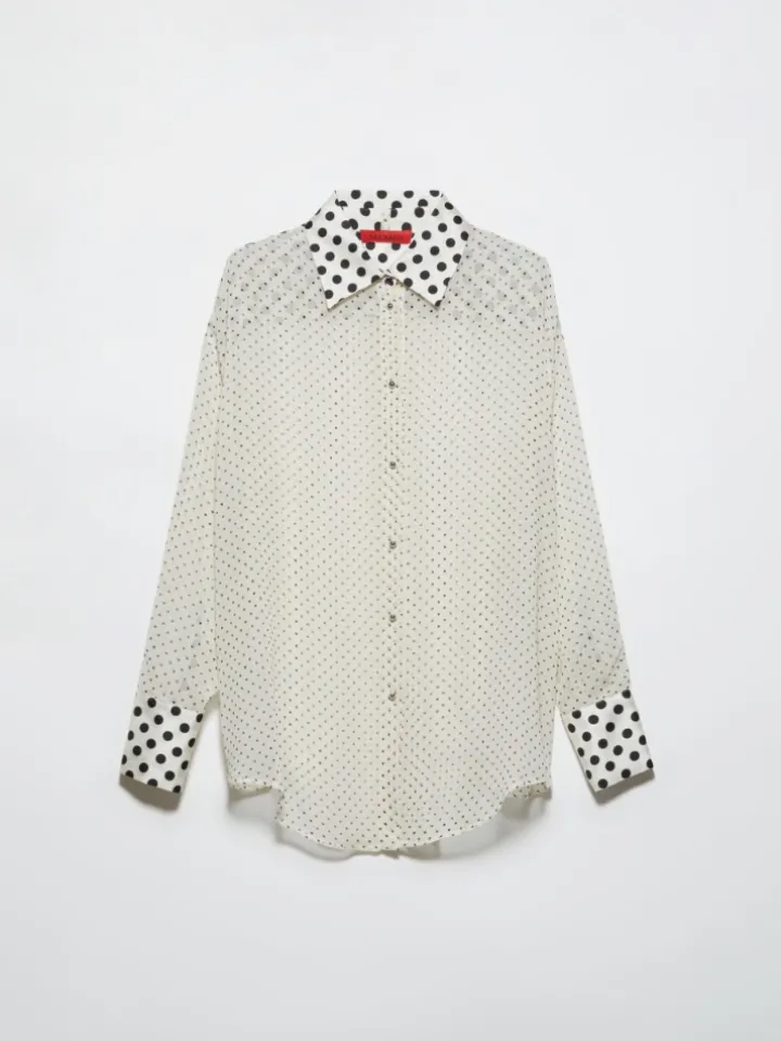 Polka-dot silk-georgette shirt - white